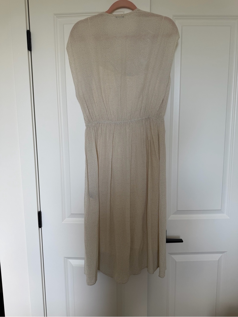 Joseph Light Beige Small Polka Dot V-Neck Midi Dress - Picture 2 of 7